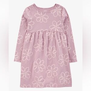CARTERS UEC Girls Size 12 Purple Floral Long Sleeve Dress 100% Cotton